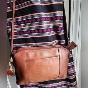 Bally women's handbag tan leather crossbody medium